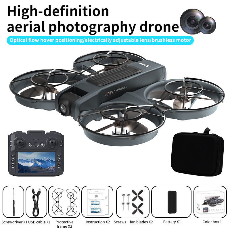 New X226 drone crossing with screen, no need for mobile phone, aerial photography, high-definition professional camera, optical flow, brushless multifunction