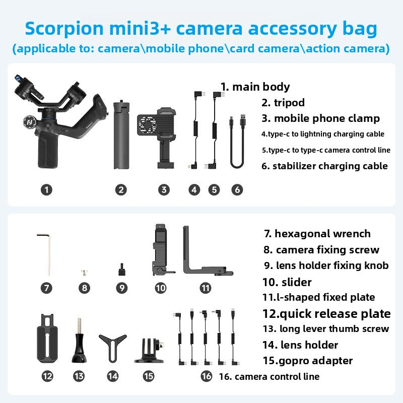 2026 New Scorpion Mini 3 Gimbal Stabilizer 360 Degree Rotation Handheld for Smartphone Camera Video Shooting Professional Multifunctional