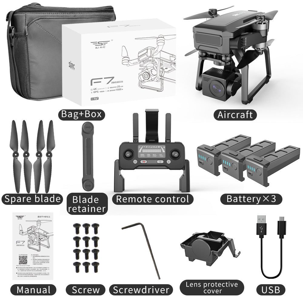 F7S 4K PROProfessional AerialDrone High DefinitionAircraft Three Axis AntiShake gimbal BrushlessAerial Camera