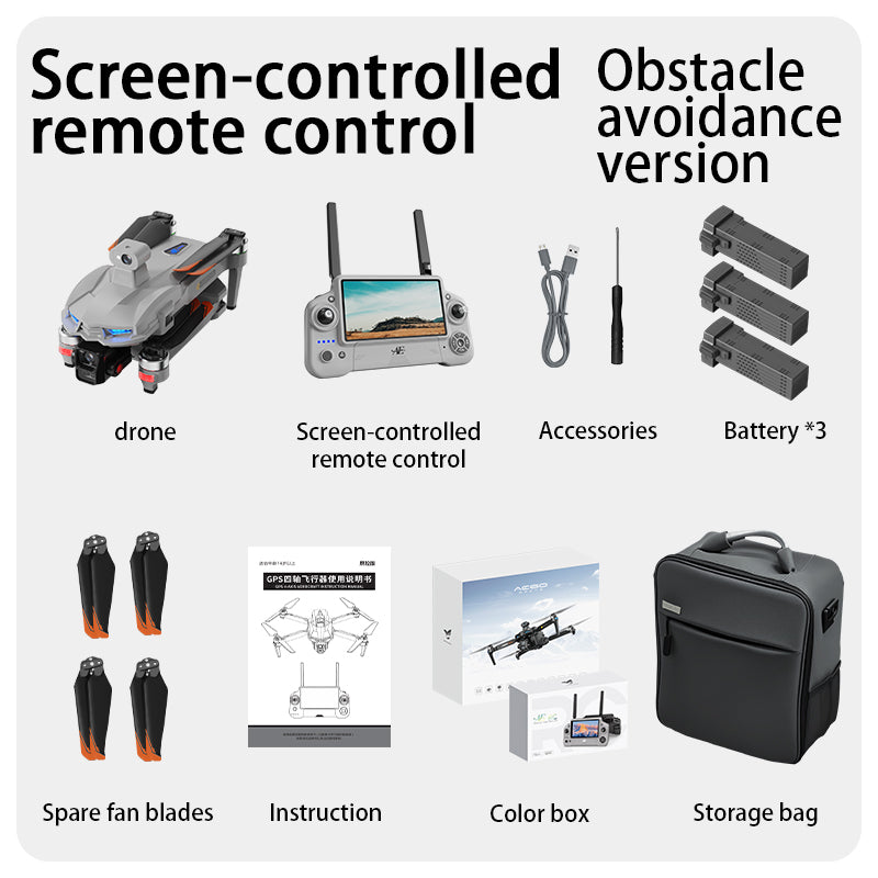 AE60 large screen remote control three-axis gimbal airdrop GPS drone 5G digital 12 kilometer image transmission 360 ° radar obstacle avoidance high-definition professional electrically adjustable camera ultra wide angle 9800mAh lithium battery aircraft