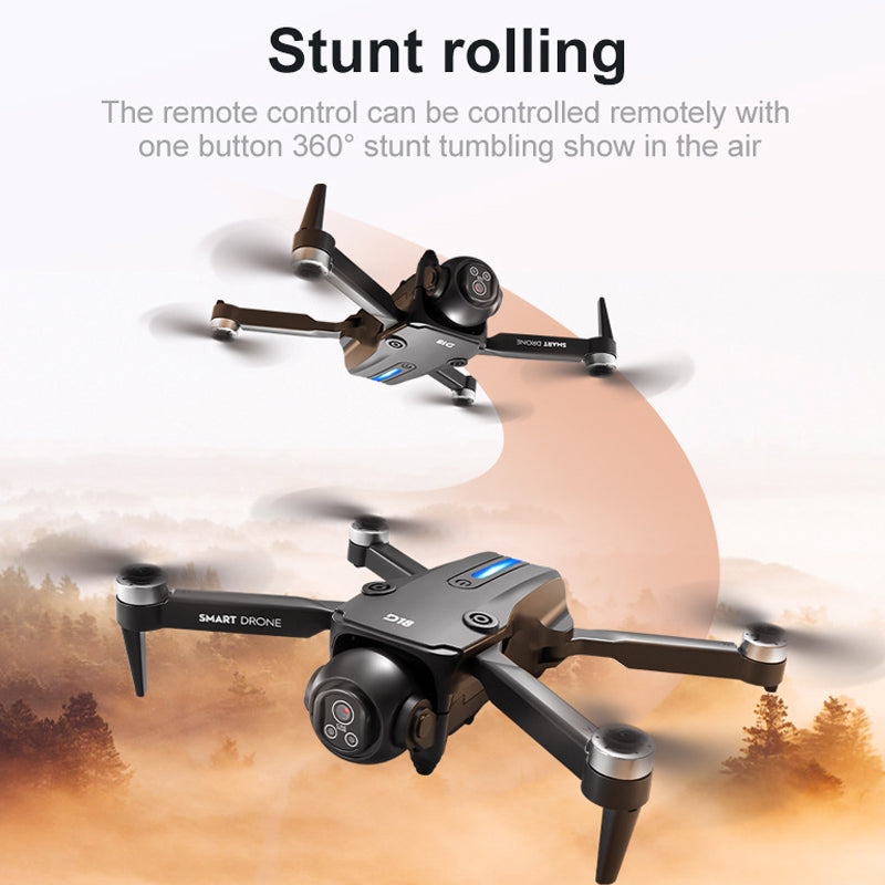 The 2026 new model D18 professional drone features high-definition aerial photography, optical flow screen control, electronic adjustment, dual cameras for video shooting, and is a brushless remote control aircraft