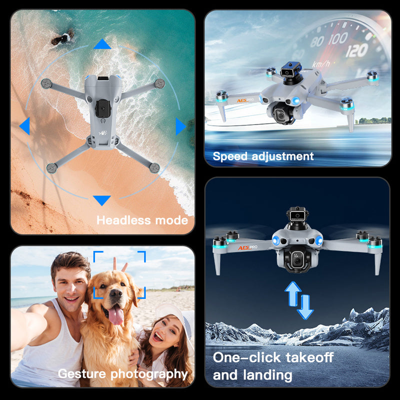 New Aerial Photography Drone AE5Pro Screen-Controlled Smart Obstacle Avoidance HD Electric Adjustment Quadcopter Remote Control Aircraft