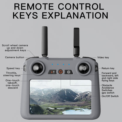 3-axis Gimbal Professional Drone GPS Smart Positioning 55 Inch Touch Screen Remote Control 5000mAh Large Battery 10km Flight Distance Multi-functional Quadcopte