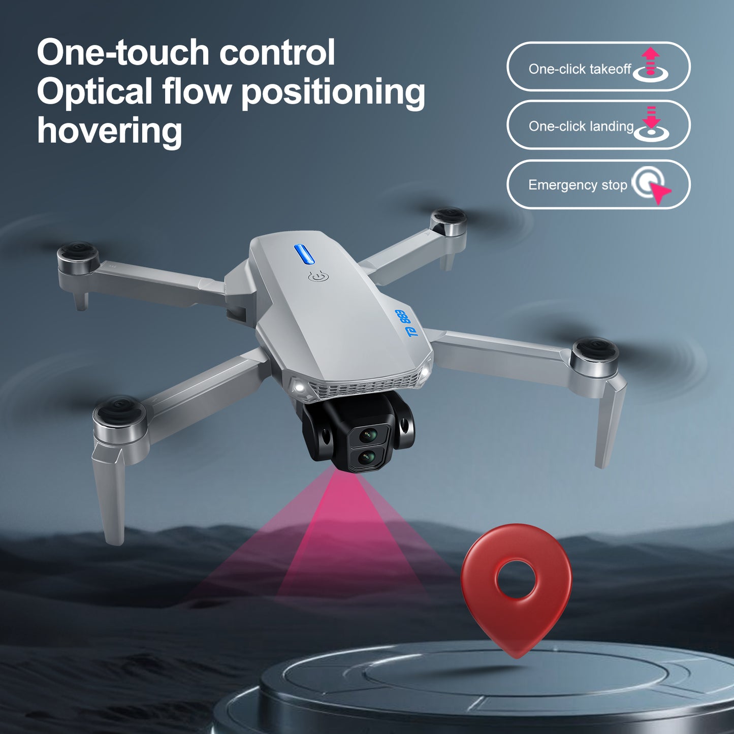 Brushless E88GT drone optical flow quadcopter large size with screen remote control electrically adjustable aircraft