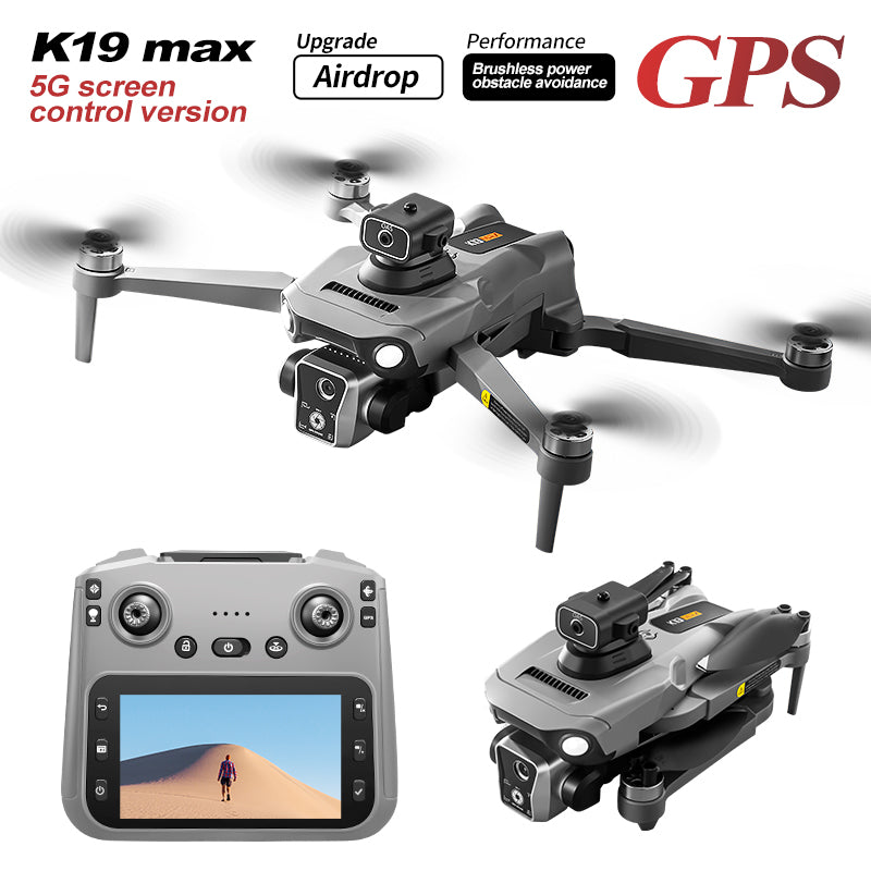 K19 Remote Control GPS Drone Quadcopter with HD Screen Display, Autonomous Return and Obstacle Avoidance