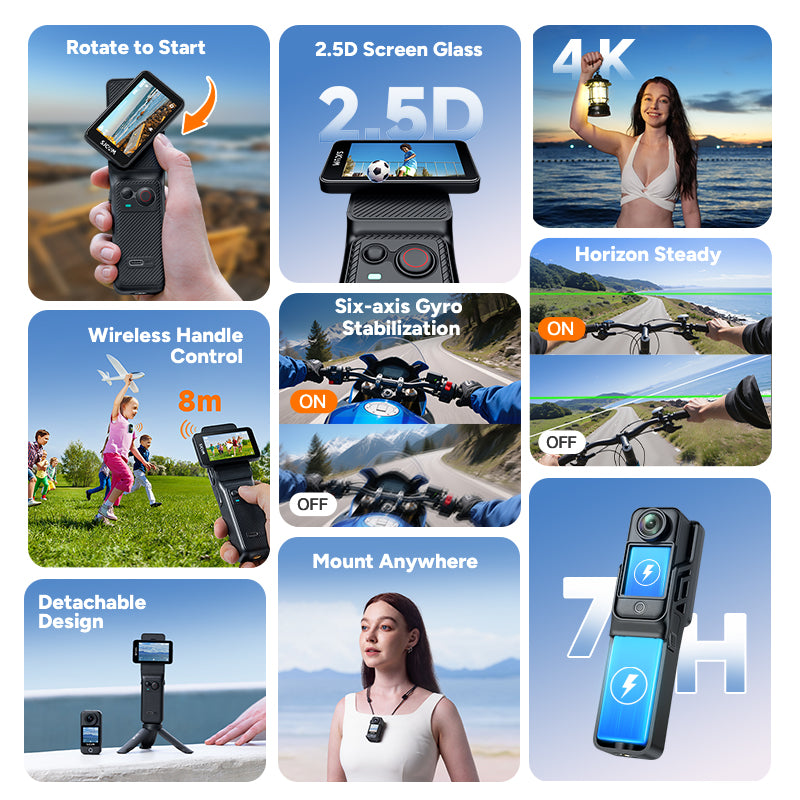 Suying Handheld Action Camera C400 Outdoor Sports 4K Camcorder 360 Panoramic Pocket Camera