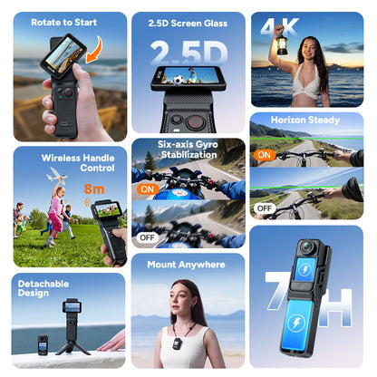 Suying Handheld Action Camera C400 Outdoor Sports 4K Camcorder 360 Panoramic Pocket Camera