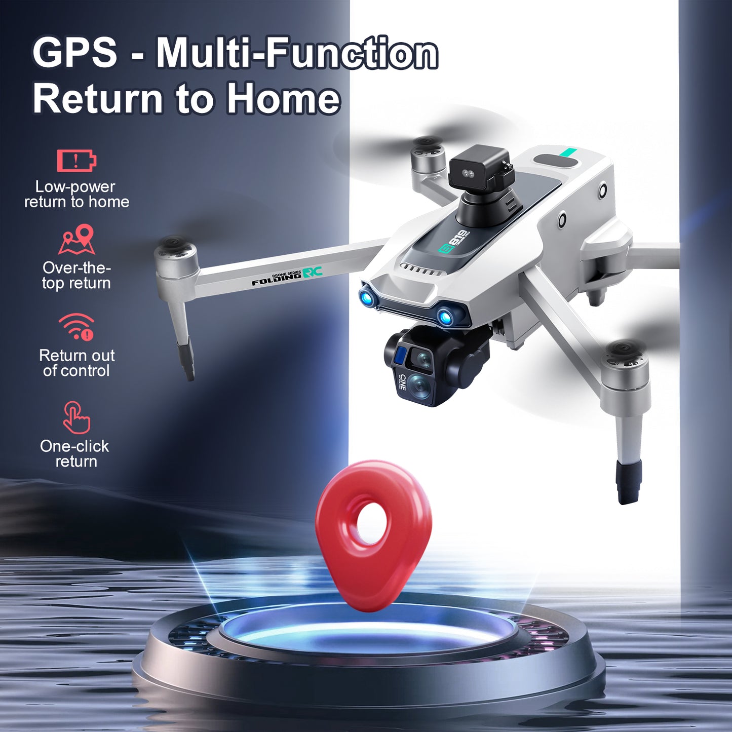 S819 drone with screen remote control drone airdrop brushless motor quadcopter GPS intelligent 360 ° obstacle avoidance three-axis gimbal 6-kilometer flight