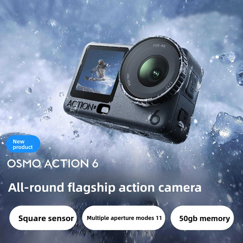 Osmo Action 6 Essential Combo, Action Camera with 1/1.1″ Square Sensor, Variable Aperture of f/2.0–f/4.0, Cold-Resistant, 4hrs Battery, Action Camera 8K Ideal for Daily Use