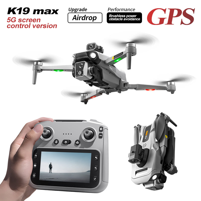 K19 Remote Control GPS Drone Quadcopter with HD Screen Display, Autonomous Return and Obstacle Avoidance