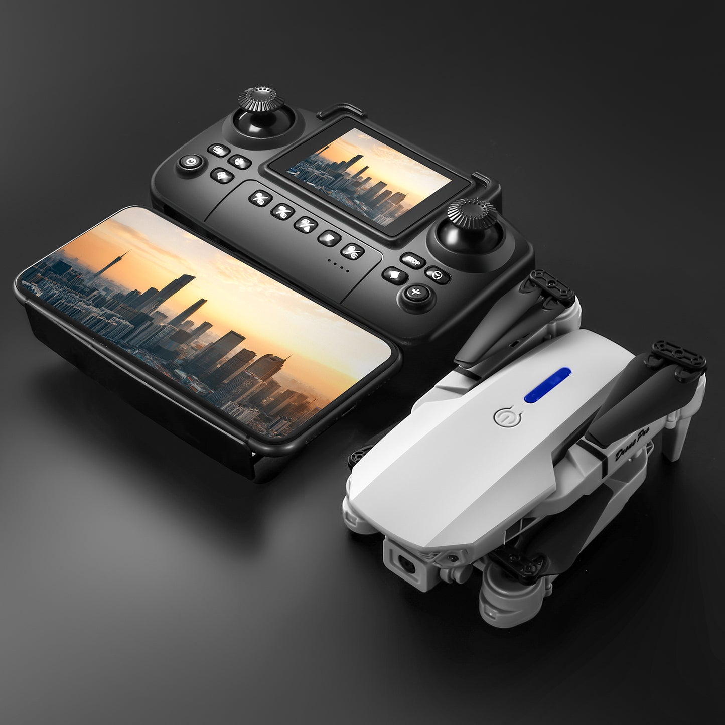 New model with screen upgrade, screen controlled lighting, drop resistant drone, high-definition dual camera aerial photography, quadcopter, 360 ° flip