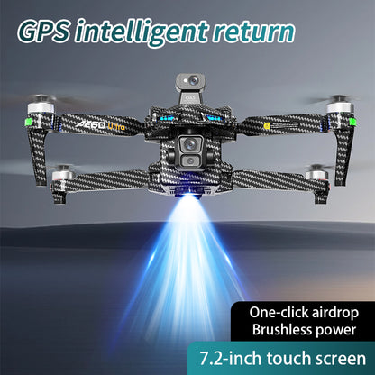 AE60 large screen remote control three-axis gimbal airdrop GPS drone 5G digital 12 kilometer image transmission 360 ° radar obstacle avoidance high-definition professional electrically adjustable camera ultra wide angle 9800mAh lithium battery aircraft