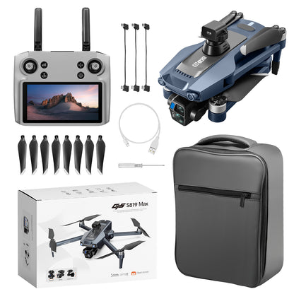 S819 drone with screen remote control drone airdrop brushless motor quadcopter GPS intelligent 360 ° obstacle avoidance three-axis gimbal 6-kilometer flight