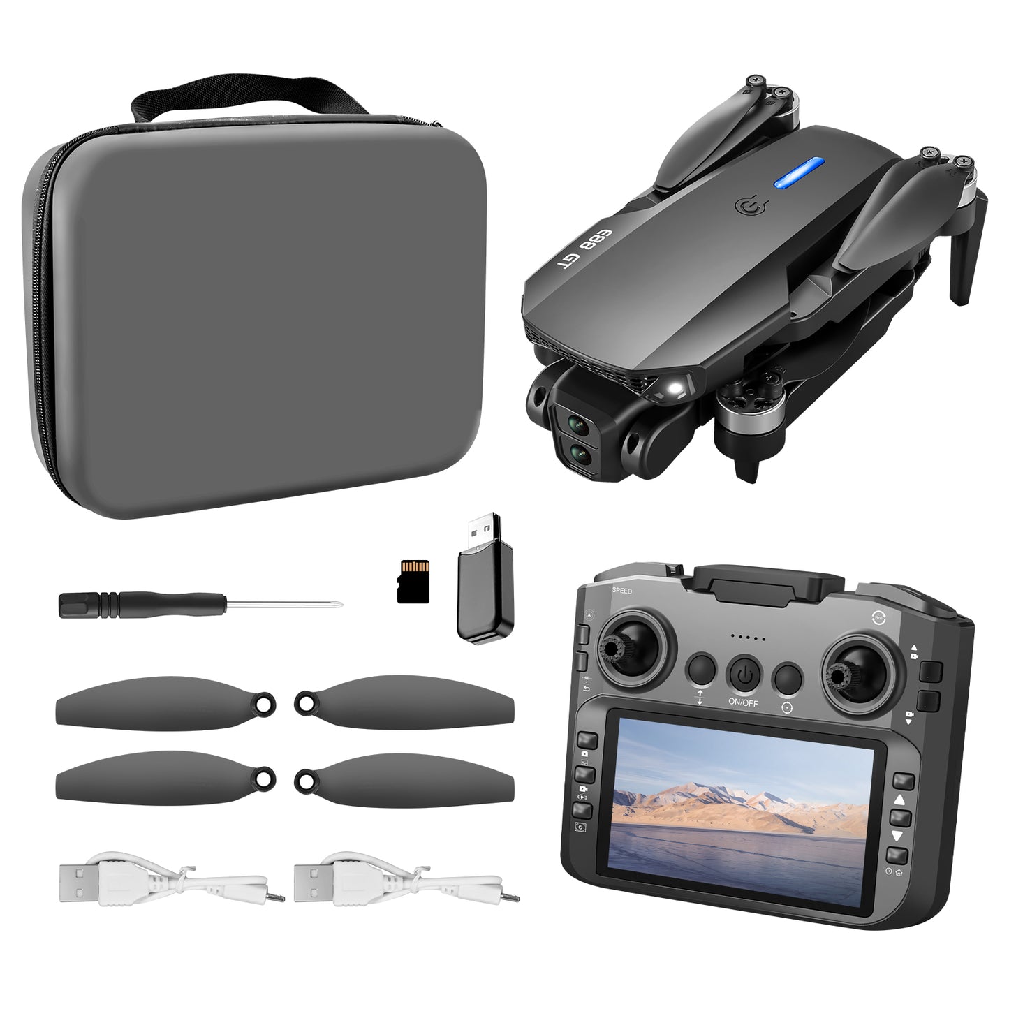 Brushless E88GT drone optical flow quadcopter large size with screen remote control electrically adjustable aircraft