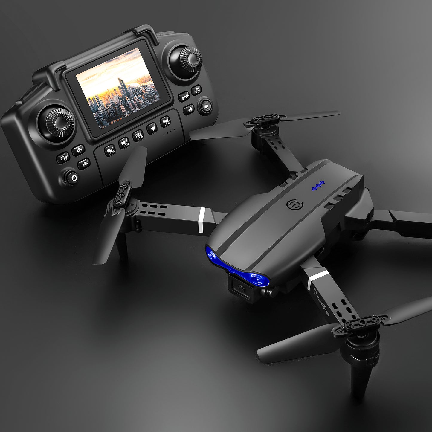 New model with screen upgrade, screen controlled lighting, drop resistant drone, high-definition dual camera aerial photography, quadcopter, 360 ° flip