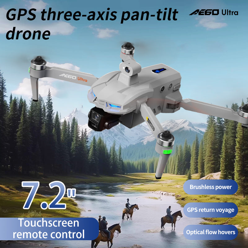 AE60 large screen remote control three-axis gimbal airdrop GPS drone 5G digital 12 kilometer image transmission 360 ° radar obstacle avoidance high-definition professional electrically adjustable camera ultra wide angle 9800mAh lithium battery aircraft