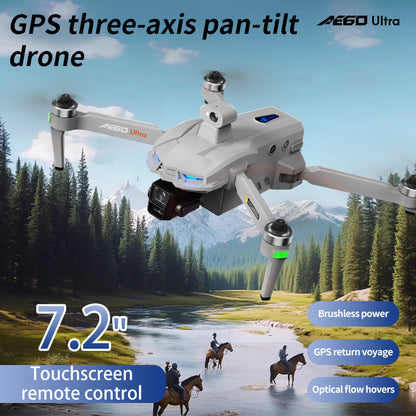 AE60 large screen remote control three-axis gimbal airdrop GPS drone 5G digital 12 kilometer image transmission 360 ° radar obstacle avoidance high-definition professional electrically adjustable camera ultra wide angle 9800mAh lithium battery aircraft