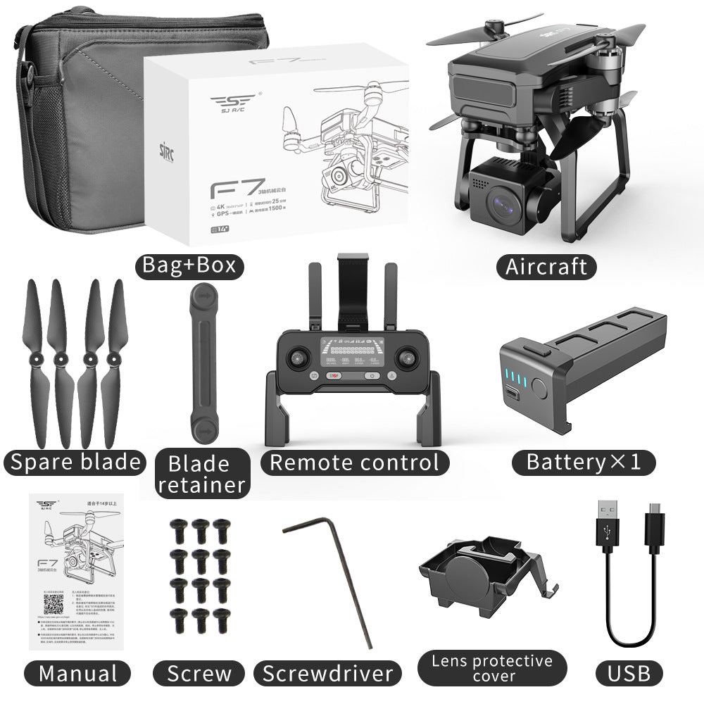 F7S 4K PROProfessional AerialDrone High DefinitionAircraft Three Axis AntiShake gimbal BrushlessAerial Camera