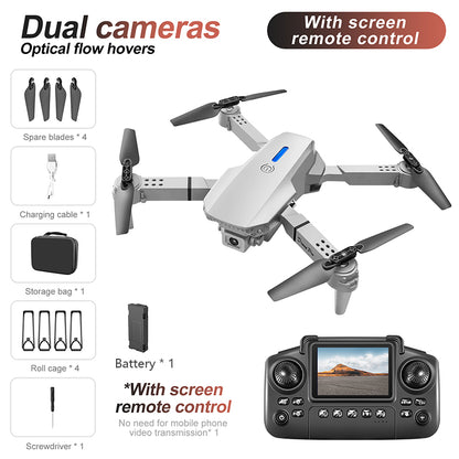 New model with screen upgrade, screen controlled lighting, drop resistant drone, high-definition dual camera aerial photography, quadcopter, 360 ° flip