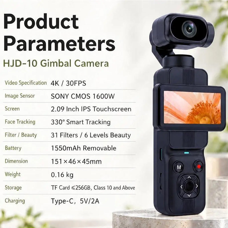 Handheld Pocket Sports Outdoor Gimbal Camera 7500w Pixel Ultra HD 4K Recording Rotating Screen Travel Vlog Pocket Face Tracking Camera