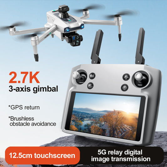 S819 drone with screen remote control drone airdrop brushless motor quadcopter GPS intelligent 360 ° obstacle avoidance three-axis gimbal 6-kilometer flight