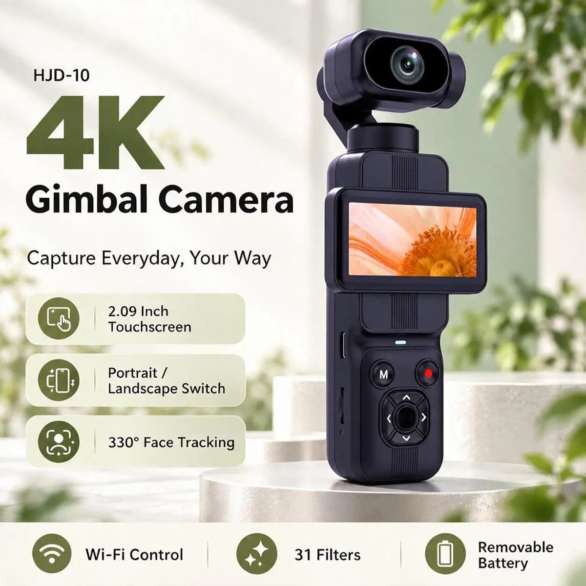 Handheld Pocket Sports Outdoor Gimbal Camera 7500w Pixel Ultra HD 4K Recording Rotating Screen Travel Vlog Pocket Face Tracking Camera