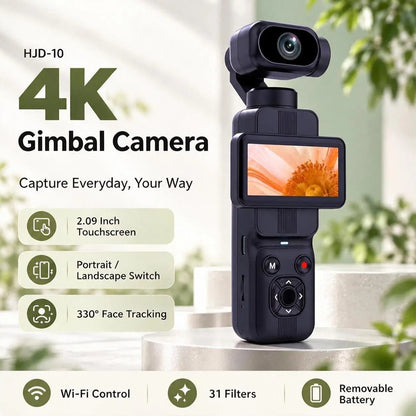 Handheld Pocket Sports Outdoor Gimbal Camera 7500w Pixel Ultra HD 4K Recording Rotating Screen Travel Vlog Pocket Face Tracking Camera