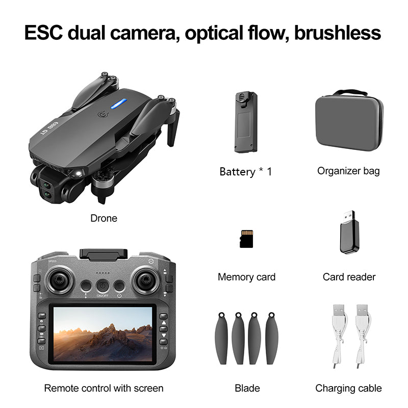 Brushless E88GT drone optical flow quadcopter large size with screen remote control electrically adjustable aircraft