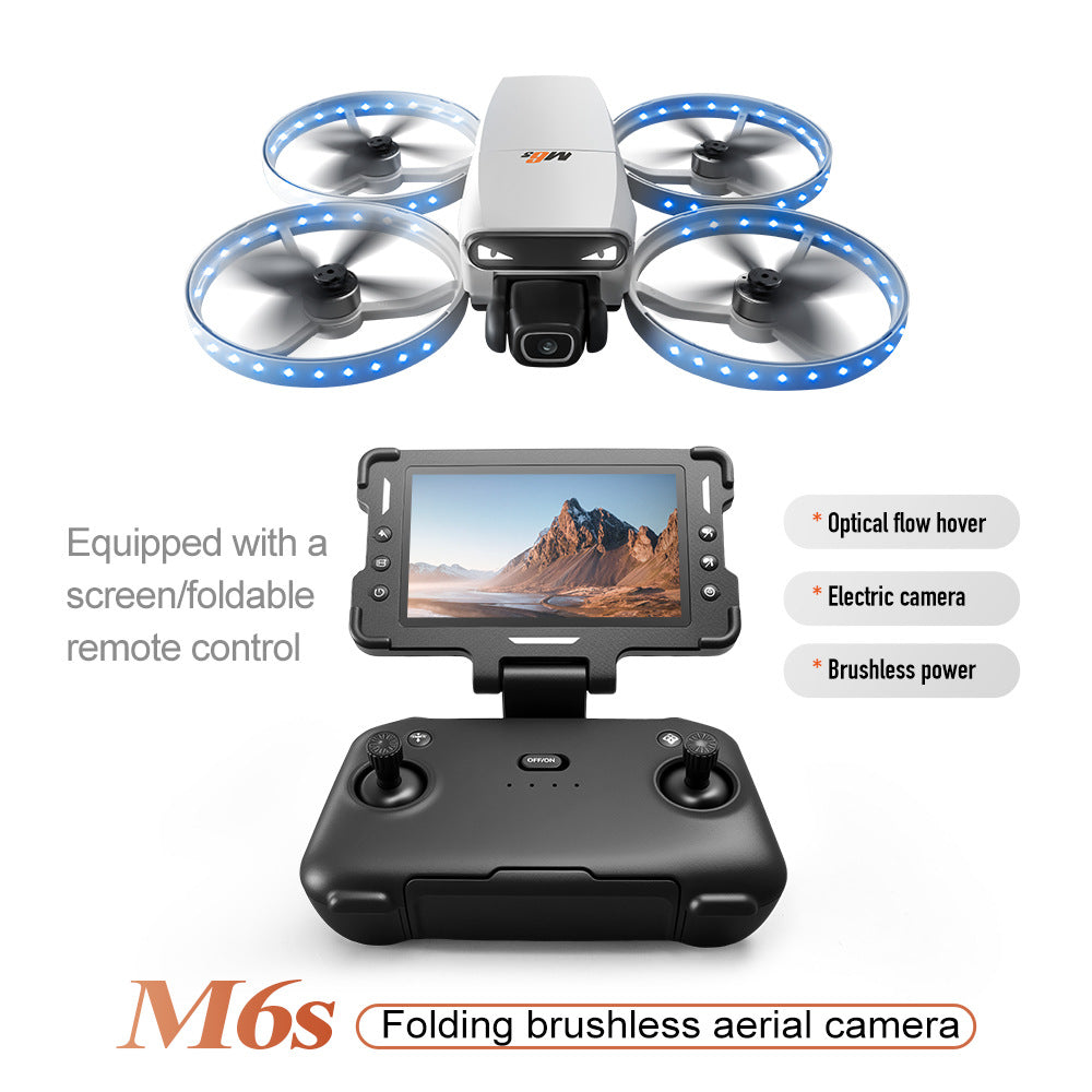 M6S professional drone screen control aerial photography brushless remote control aircraft dual camera optical flow lighting aircraft