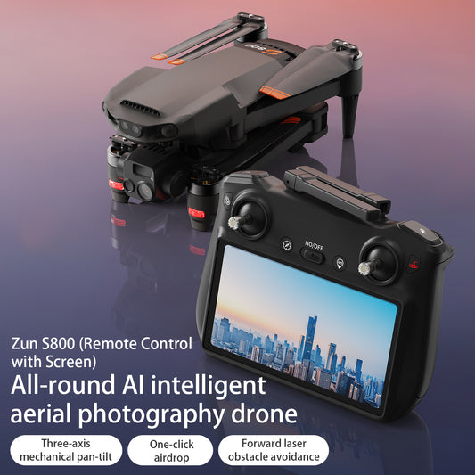 New S800 three-axis gimbal anti shake aerial drone GPS tracking touch screen remote control long endurance high-definition dual cameras outdoor professional shooting video 10 kilometers image transmission 5500mAh large capacity battery aircraft