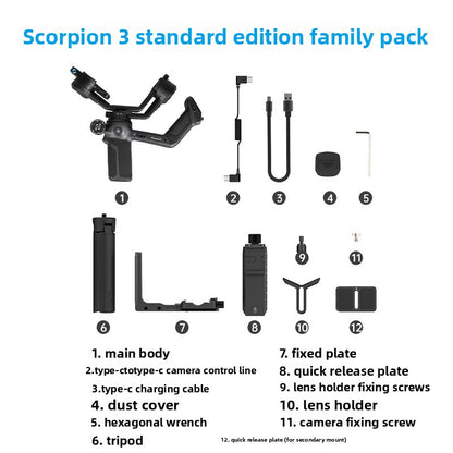 Tech Scorpion 3 3-Axis Gimbal Stabilizer for Live Stream Photography Camera Professional Anti-Shake Multi-Functional Commercial Shooting