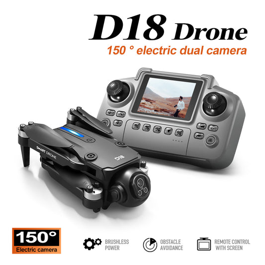The 2026 new model D18 professional drone features high-definition aerial photography, optical flow screen control, electronic adjustment, dual cameras for video shooting, and is a brushless remote control aircraft