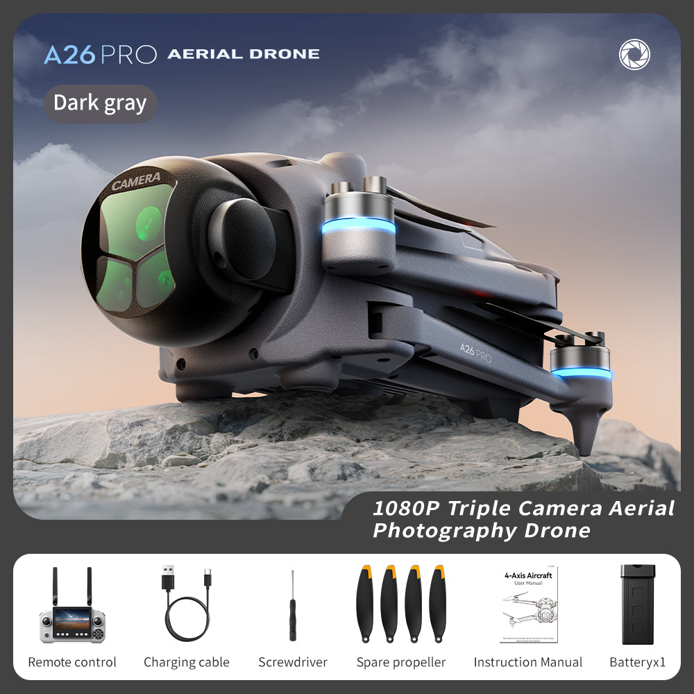 A26PRO brushless GPS automatic return high-definition aerial photography drone professional level quadcopter intelligent obstacle avoidance 4.5-inch large screen remote control 180 degree electrically adjustable lens