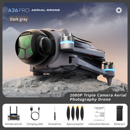 A26PRO brushless GPS automatic return high-definition aerial photography drone professional level quadcopter intelligent obstacle avoidance 4.5-inch large screen remote control 180 degree electrically adjustable lens
