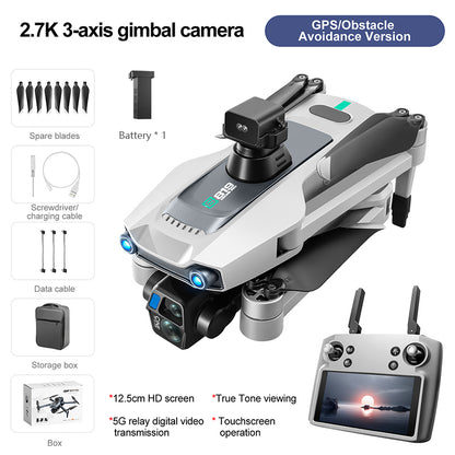 S819 drone with screen remote control drone airdrop brushless motor quadcopter GPS intelligent 360 ° obstacle avoidance three-axis gimbal 6-kilometer flight
