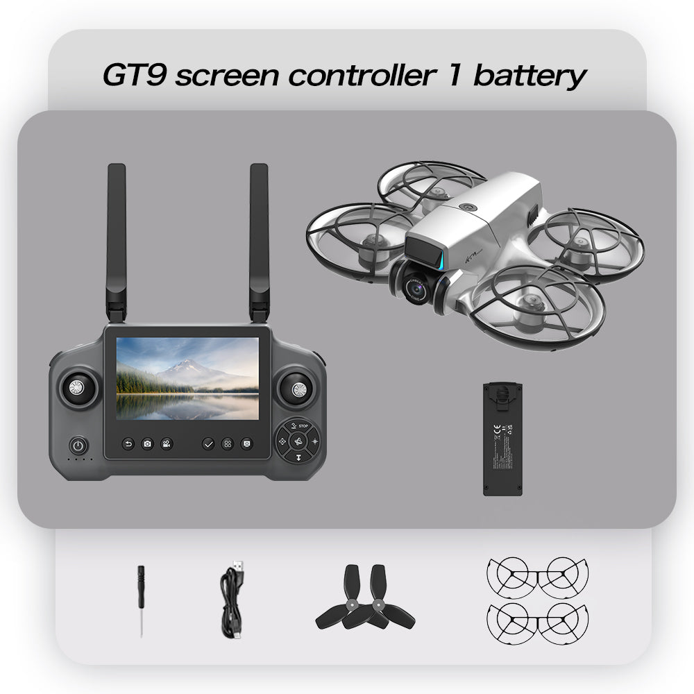 The GT9 large-screen remote-controlled unmanned aerial vehicle (UAV) with a brushless camera features 4K high-definition aerial photography, optical flow suspension, and 120° wide-angle video shooting