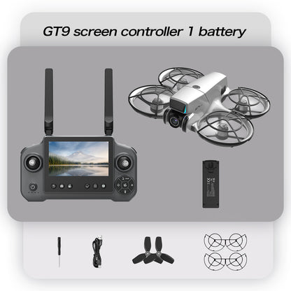 The GT9 large-screen remote-controlled unmanned aerial vehicle (UAV) with a brushless camera features 4K high-definition aerial photography, optical flow suspension, and 120° wide-angle video shooting