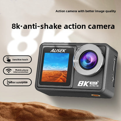 New anti-shake 8K action camera,anti-shake high-definition outdoorwireless shooting, diving helmetcamera, cycling ultra-wide-anglemulti-function camera