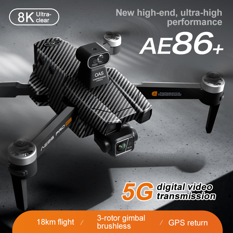AE86 professional aerial drone 5G digital image transmission GPS positioning automatic return 360 degree radar obstacle avoidance three-axis cloud platform long endurance aircraft remote control aircraft