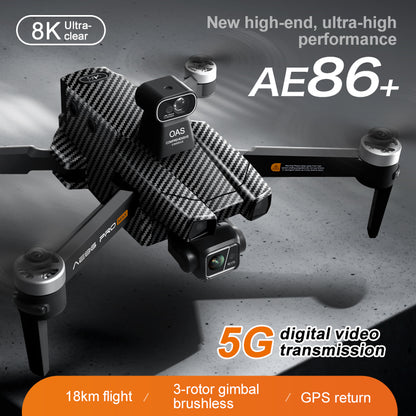 AE86 professional aerial drone 5G digital image transmission GPS positioning automatic return 360 degree radar obstacle avoidance three-axis cloud platform long endurance aircraft remote control aircraft