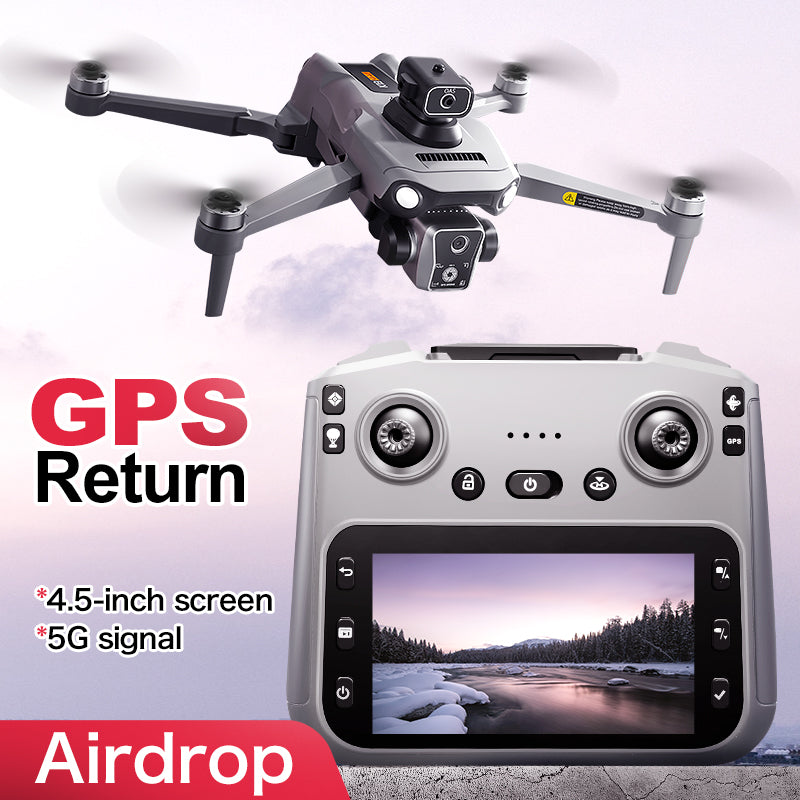 K19 Remote Control GPS Drone Quadcopter with HD Screen Display, Autonomous Return and Obstacle Avoidance