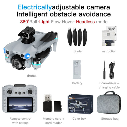New Aerial Photography Drone AE5Pro Screen-Controlled Smart Obstacle Avoidance HD Electric Adjustment Quadcopter Remote Control Aircraft