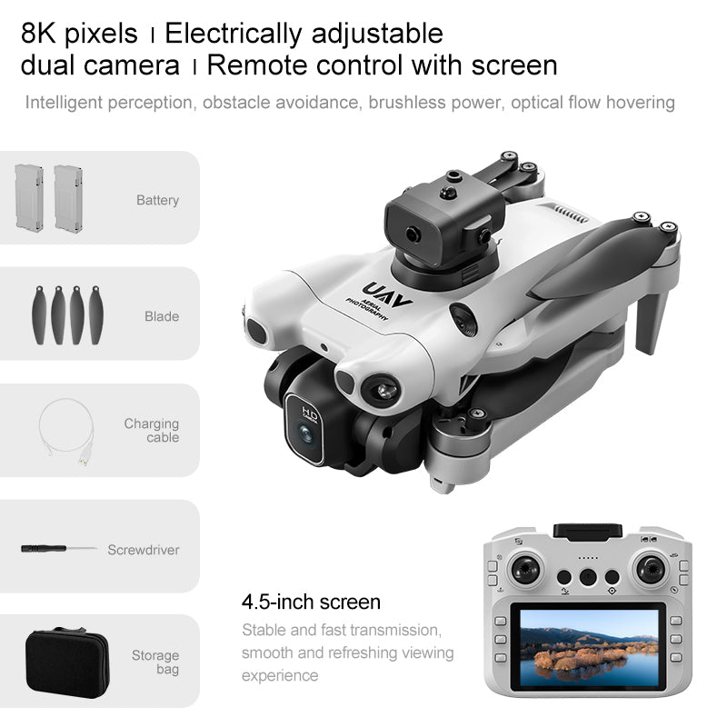 The P6mini drone with 8K main camera and LCD remote control is a high-definition professional aerial photography remote control aircraft