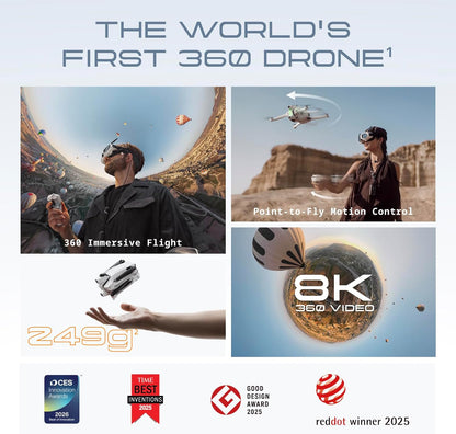 New Antigravity A1-360 8K Drone, Immersive Glasses, Gesture Control (Suitable for Adult Beginners), Intelligent ObstacleAvoidance, 249g Foldable Design, Depth Tracking, Auto Return to Home, Automatic Professional HD Video Editing
