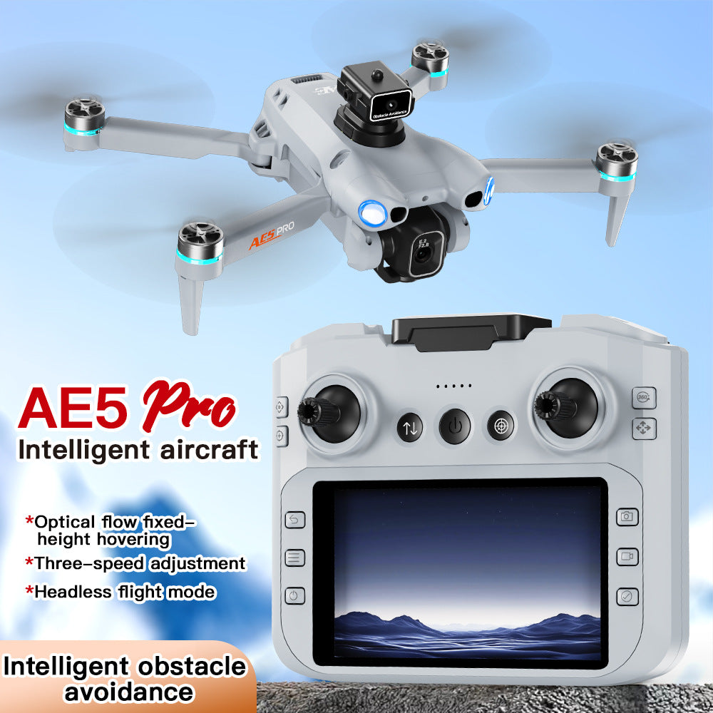 New Aerial Photography Drone AE5Pro Screen-Controlled Smart Obstacle Avoidance HD Electric Adjustment Quadcopter Remote Control Aircraft