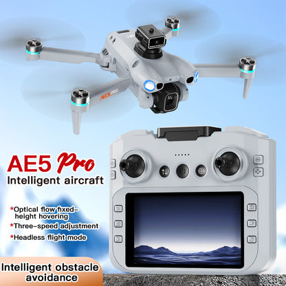 New Aerial Photography Drone AE5Pro Screen-Controlled Smart Obstacle Avoidance HD Electric Adjustment Quadcopter Remote Control Aircraft