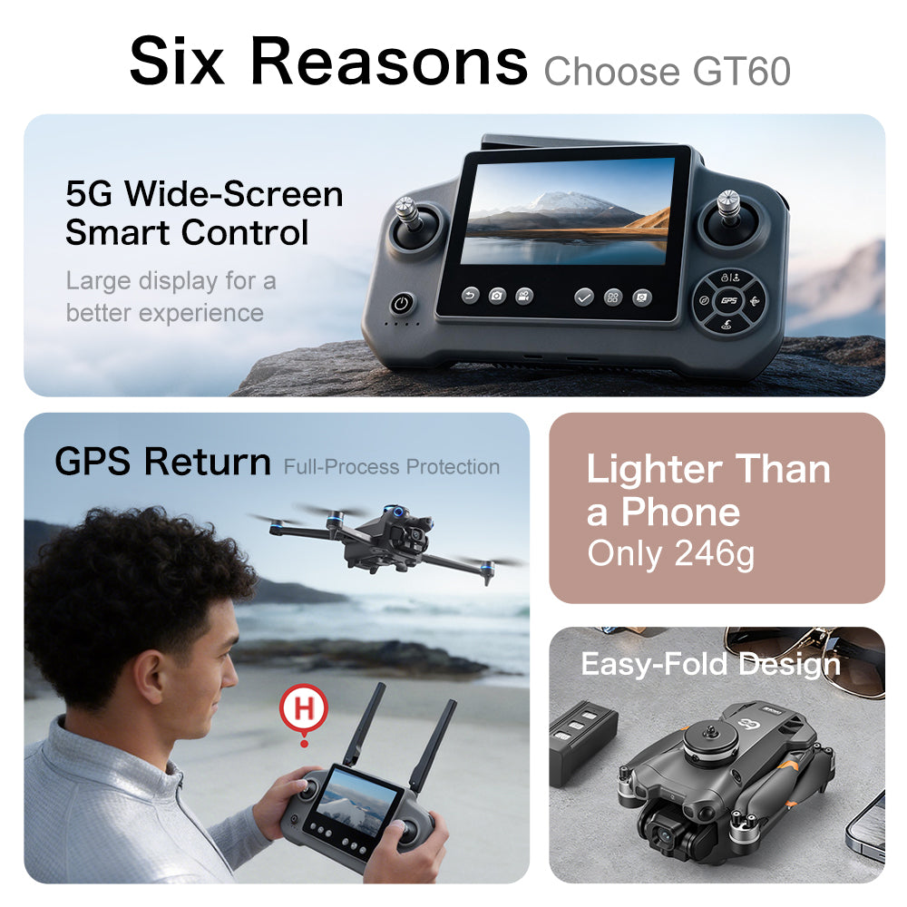 GT60 drone large screen control GPS with airdrop high-definition aerial photography return obstacle avoidance quadcopter