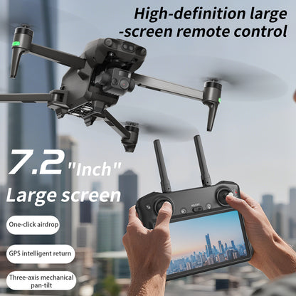 New S800 three-axis gimbal anti shake aerial drone GPS tracking touch screen remote control long endurance high-definition dual cameras outdoor professional shooting video 10 kilometers image transmission 5500mAh large capacity battery aircraft