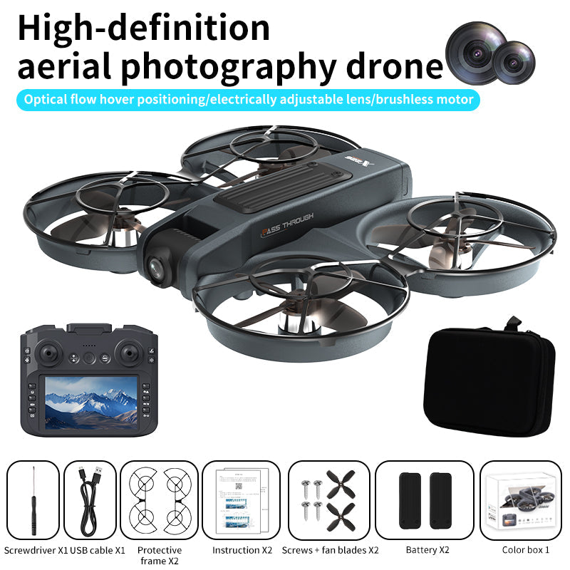 New X226 drone crossing with screen, no need for mobile phone, aerial photography, high-definition professional camera, optical flow, brushless multifunction