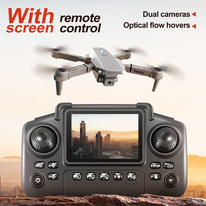 New model with screen upgrade, screen controlled lighting, drop resistant drone, high-definition dual camera aerial photography, quadcopter, 360 ° flip
